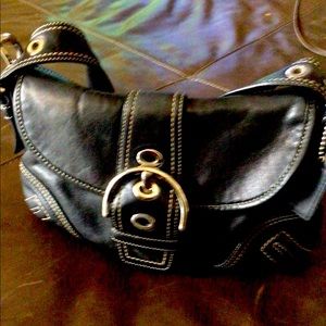 Coach Soho Black Leather Hobo Shoulder Bag.
